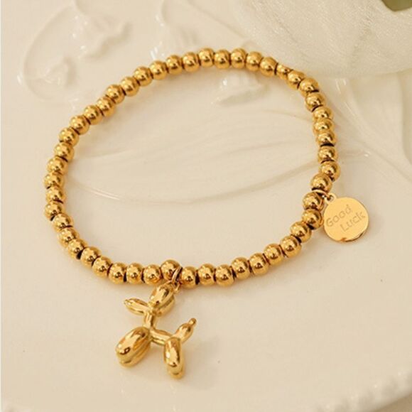 💲2️⃣0️⃣ Bundled ✔️18K Gold-Plated Titanium Steel Puppy Shape Charm Bracelet - Picture 1 of 6